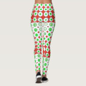 Funky Green, Red, Pattern, Blume, Leggings (Rückseite)