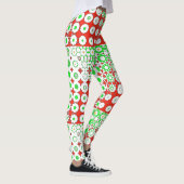 Funky Green, Red, Pattern, Blume, Leggings (Rechts)