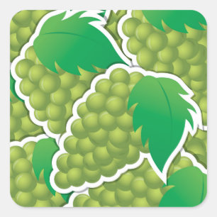 Funky green Trauben Quadratischer Aufkleber