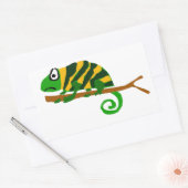 Funky Green und Yellow Chameleon Lizard Art Rechteckiger Aufkleber (Umschlag)