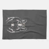Funky Grey and White Wolf Face Head Geschirrtuch (Horizontal)
