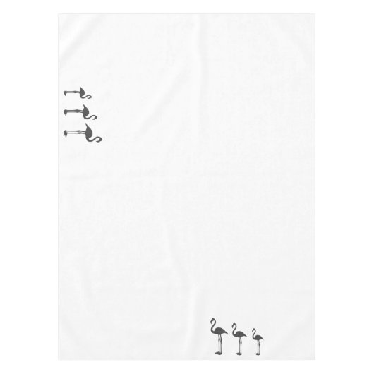 Funky Grey Flamingo Birds Pattern Tischdecke (Vorderseite)