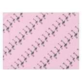 Funky Grey Pink Flamingo Birds Pattern Tischdecke (Vorderseite (Horizontal))