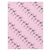 Funky Grey Pink Flamingo Birds Pattern Tischdecke (Vorderseite)