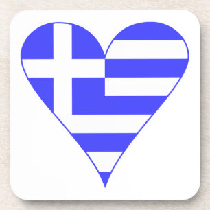 Funky griechische Flagge Herz Getränkeuntersetzer