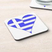 Funky, Griechisches Flaggenherz Getränkeuntersetzer (Linke Seite)