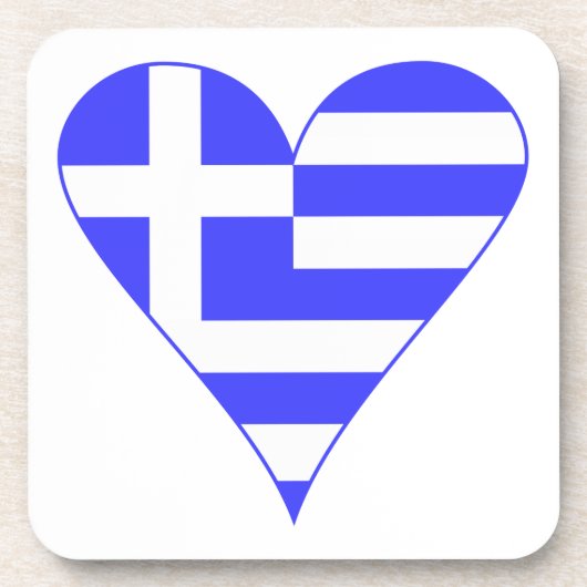 Funky, Griechisches Flaggenherz Getränkeuntersetzer (Vorderseite)