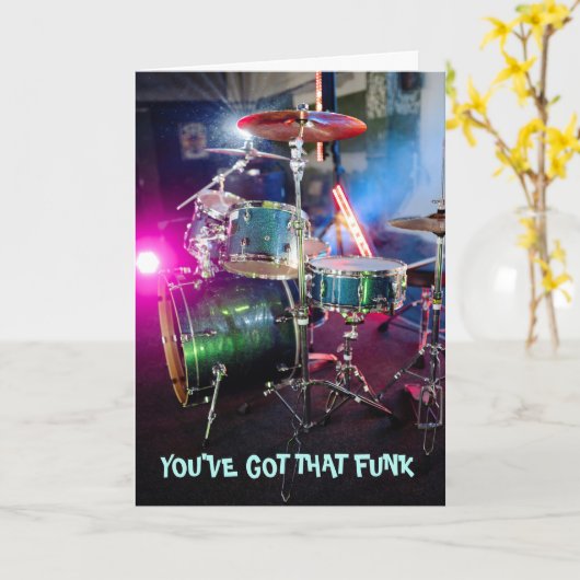 Funky Groove Drummer wird bald gut Karte (Gelbe Blume)