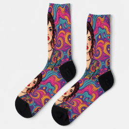 Funky groovy bunt Brünett Beauty jugendlich Socken