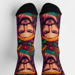 Funky groovy farbenfrohe schöne männliche Abbildun Socken