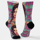 Funky groovy junge Brünette Beauty Socken (Gewinkelt)