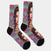Funky groovy junge Brünette Beauty Socken (Rechts)