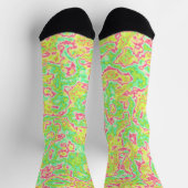 Funky Groovy Retro Bold Neon Hippie Trippy Marble Socken (Oben)