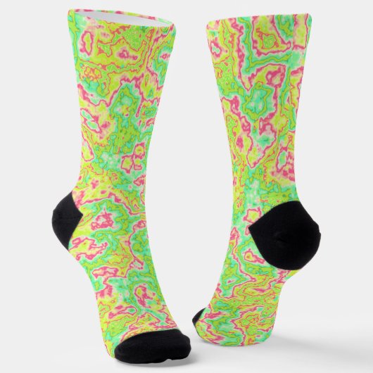 Funky Groovy Retro Bold Neon Hippie Trippy Marble Socken (Gewinkelt)