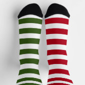 Funky Grün und Weiß gestreift Weihnachten Socken (Oben)