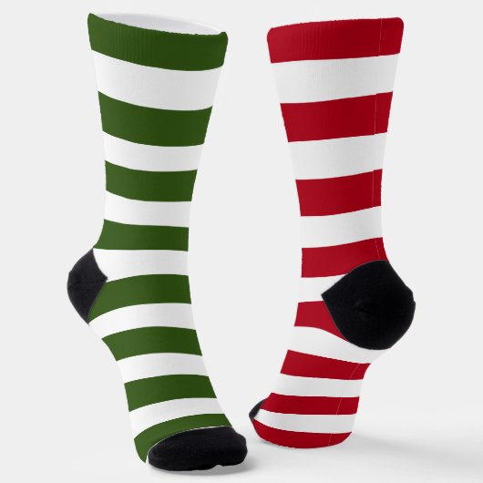 Funky Grün und Weiß gestreift Weihnachten Socken (Gewinkelt)