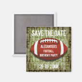Funky grüner Grunge-Fußball Save the Date Magnet (Vorderseite/Rückseite)