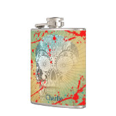 Funky Grunge Sugar Skull Personalisiert Flachmann (Links)