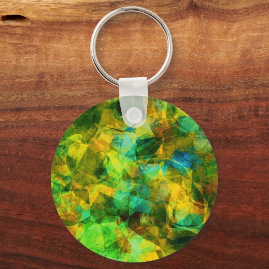 Funky Grüntöne Modernes Abstraktes Design Schlüsselanhänger (Rückseite)