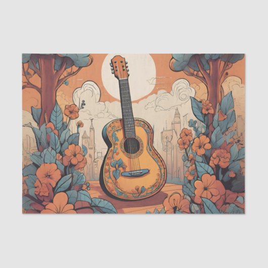 Funky Guitar Decoupage Tissue Paper Seidenpapier (Vorderseite)