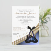 Funky Guitar Music Bar Mitzvah Einladung (Stehend Vorderseite)