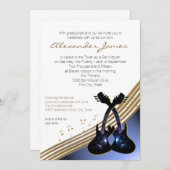 Funky Guitar Music Bar Mitzvah Einladung (Vorne/Hinten)