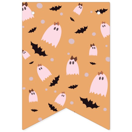 Funky Halloween Patterns Polka Dot Geister Wimpelkette (Zweite Fahne)
