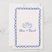 Funky Hand Drawn Blue Handwriting Wedding Einladung (Rückseite)