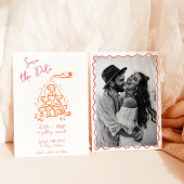 Funky Hand Drawn Champagne Tower Save the Date Einladung