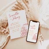 Funky Hand Drawn Champagne Tower Wedding Einladung