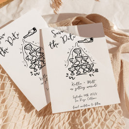 Funky Hand Drawn Champagne Tower Wedding Einladung