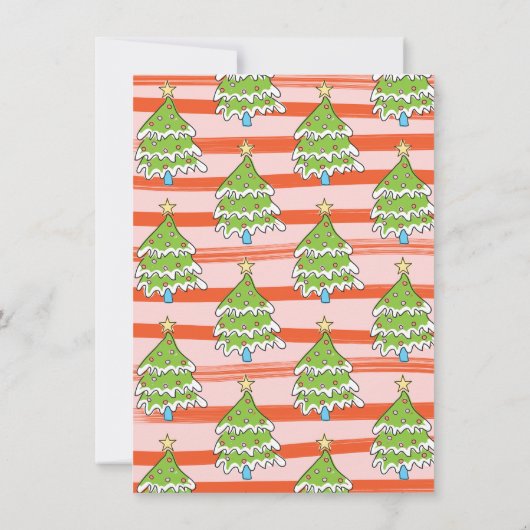 Funky Hand Drawn Christmas Tree Lights Party Einladung (Rückseite)