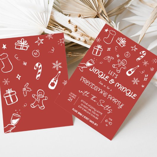 Funky Hand Drawn Jingle und Mingle Christmas Party Einladung