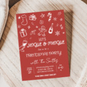 Funky Hand Drawn Jingle und Mingle Christmas Party Einladung