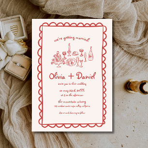 Funky Hand Drawn Red Handwriting Wedding Einladung