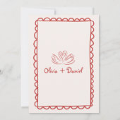 Funky Hand Drawn Red Handwriting Wedding Einladung (Rückseite)