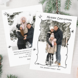 Funky Hand Drawn Scribble Retro Christmas 2 Foto Feiertagskarte