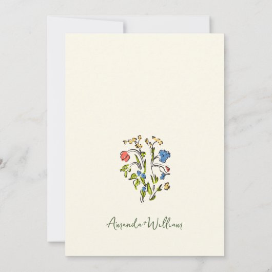 Funky Hand Drawn Scribble Retro Wedding Einladung (Rückseite)