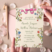 Funky Hand Drawn Scribble Retro Wedding Einladung