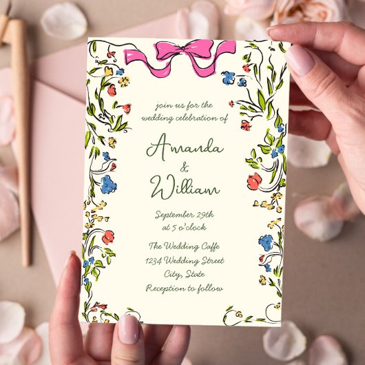 Funky Hand Drawn Scribble Retro Wedding Einladung