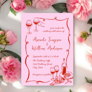 Funky Hand Drawn Scribble Retro Wedding Einladung