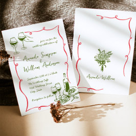 Funky Hand Drawn Scribble Retro Wedding Einladung