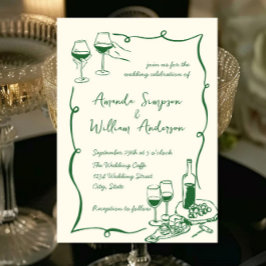 Funky Hand Drawn Scribble Retro Wedding Einladung
