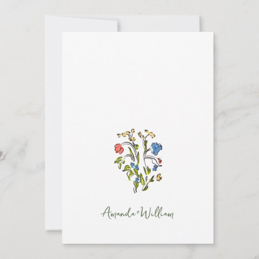 Funky Hand Drawn Scribble Retro Wedding Einladung (Rückseite)