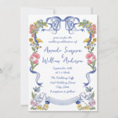 Funky Hand Drawn Scribble Retro Wedding Einladung (Vorderseite)