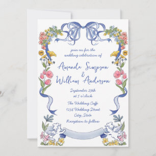 Funky Hand Drawn Scribble Retro Wedding Einladung