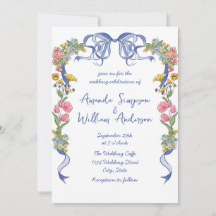 Funky Hand Drawn Scribble Retro Wedding Einladung