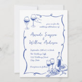 Funky Hand Drawn Scribble Retro Wedding Einladung (Vorderseite)