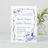 Funky Hand Drawn Scribble Retro Wedding Einladung (Stehend Vorderseite)
