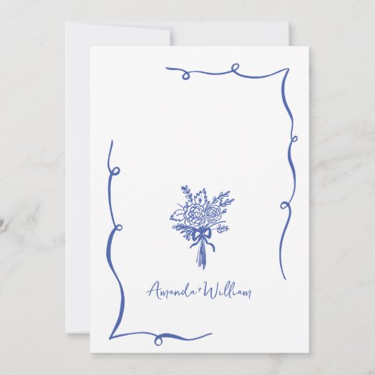 Funky Hand Drawn Scribble Retro Wedding Einladung (Rückseite)